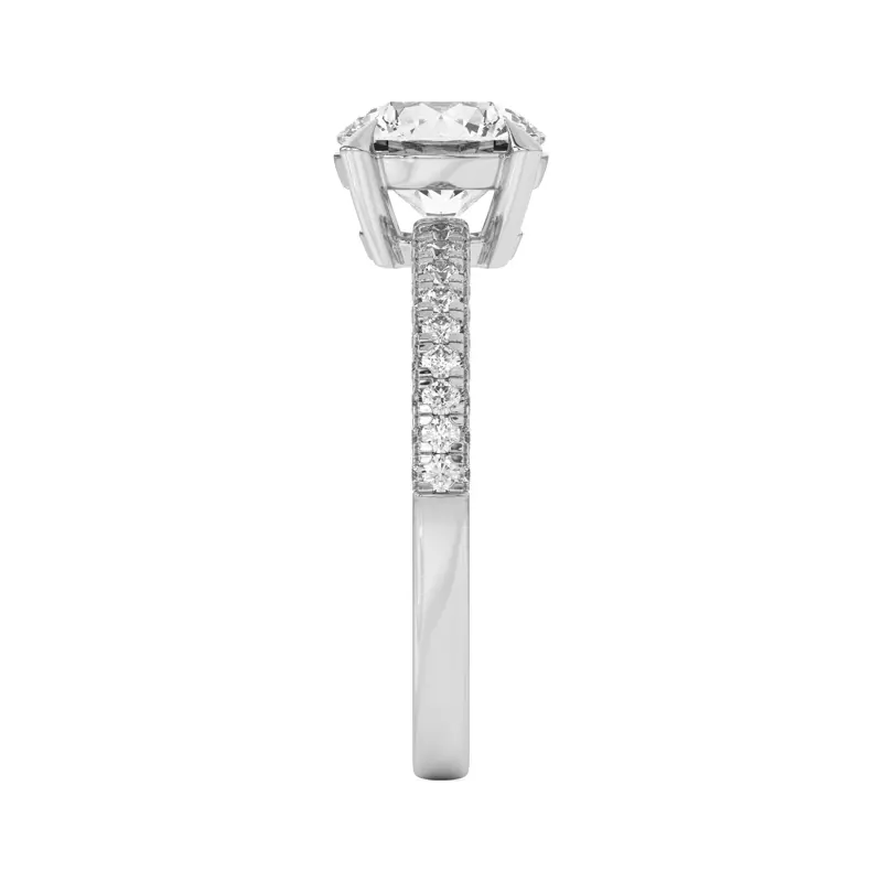 14K White Gold Trio Diamond Engagement Ring