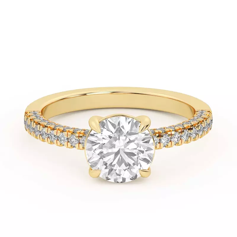 14K Yellow Gold Trio Diamond Engagement Ring