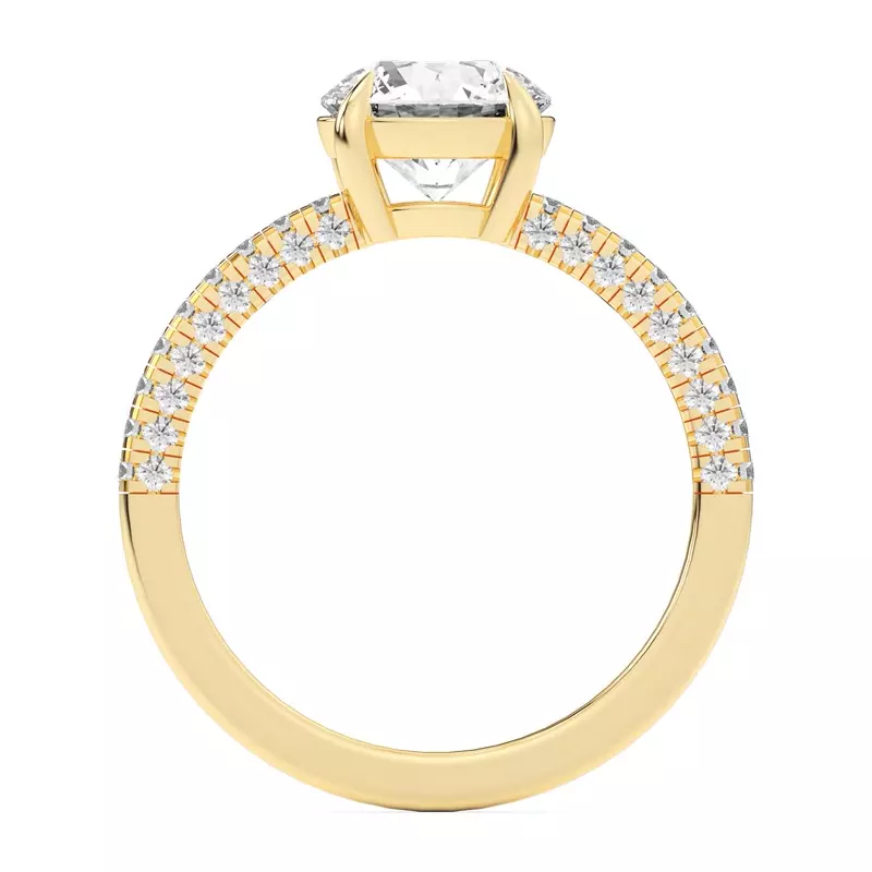 14K Yellow Gold Trio Diamond Engagement Ring
