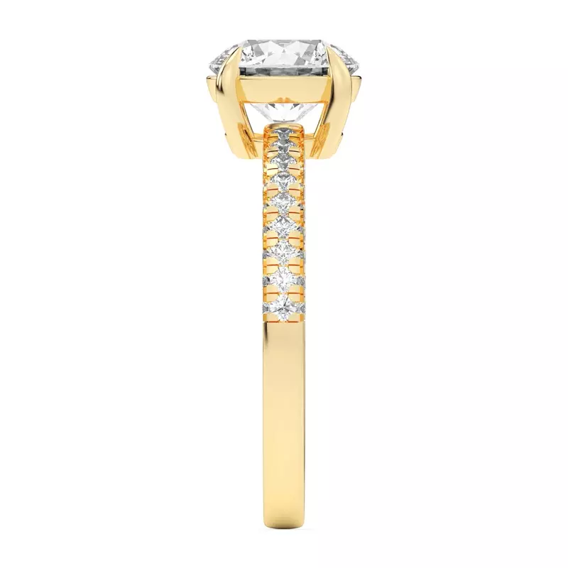 14K Yellow Gold Trio Diamond Engagement Ring