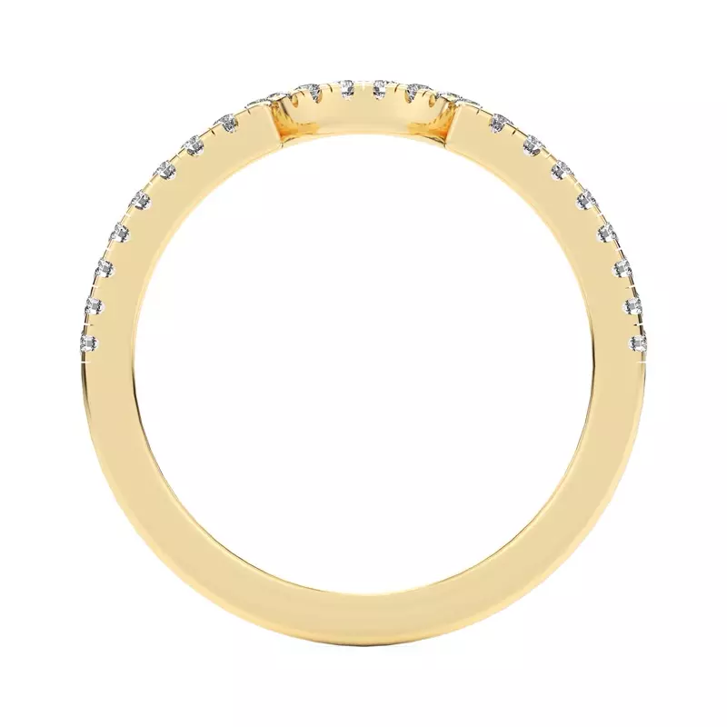 14K Yellow Gold Trio Diamond Curved Band