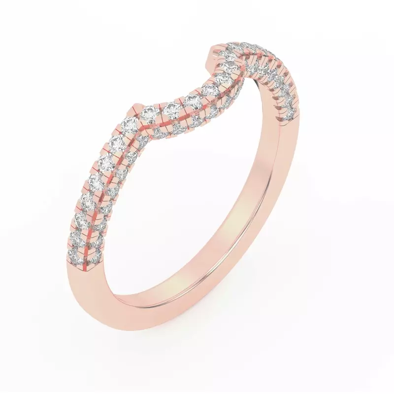 18K Rose Gold Trio Diamond Curved Band