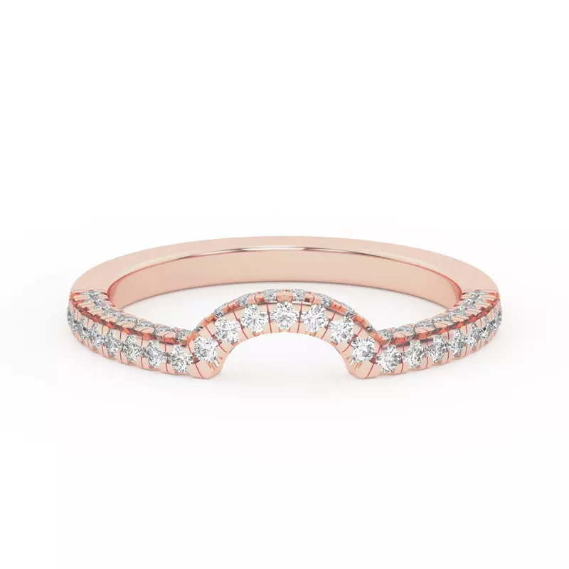 18K Rose Gold Trio Diamond Curved Band