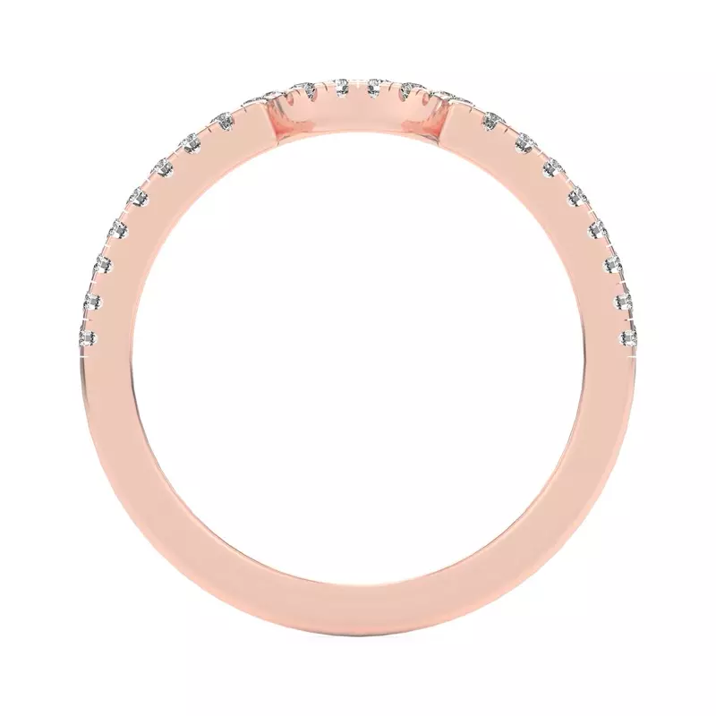 18K Rose Gold Trio Diamond Curved Band