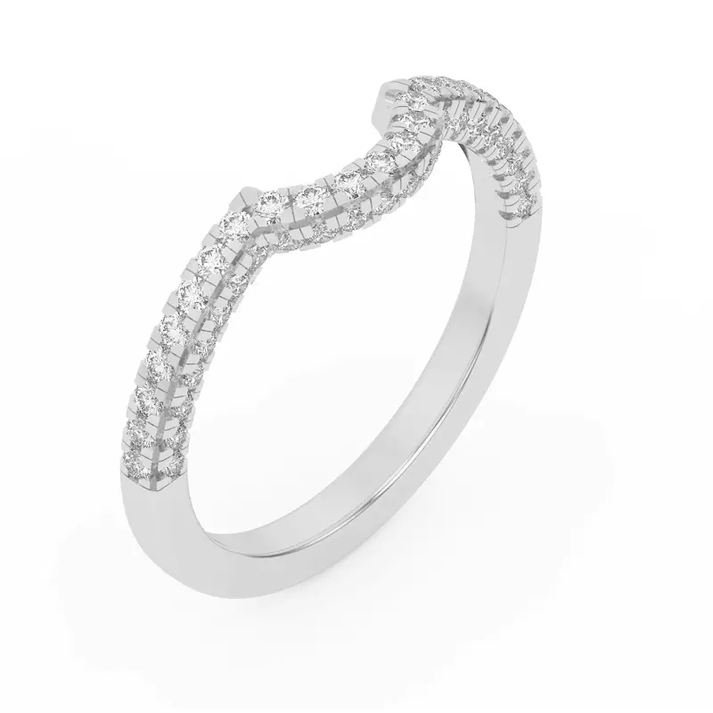 18K White Gold Trio Diamond Curved Band