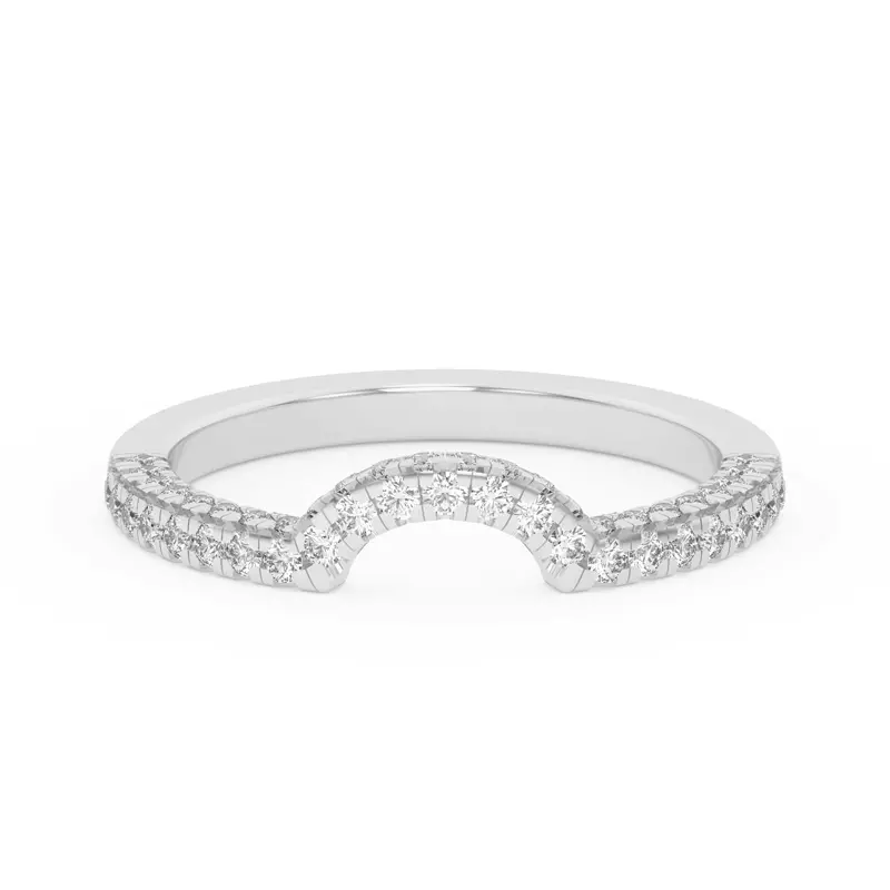 18K White Gold Trio Diamond Curved Band