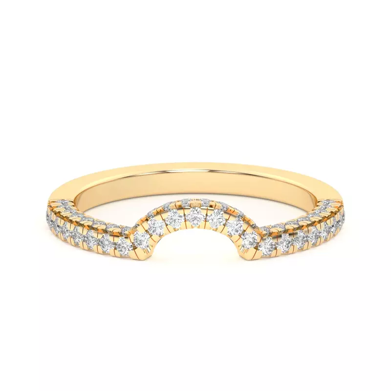 18K Yellow Gold Trio Diamond Curved Band