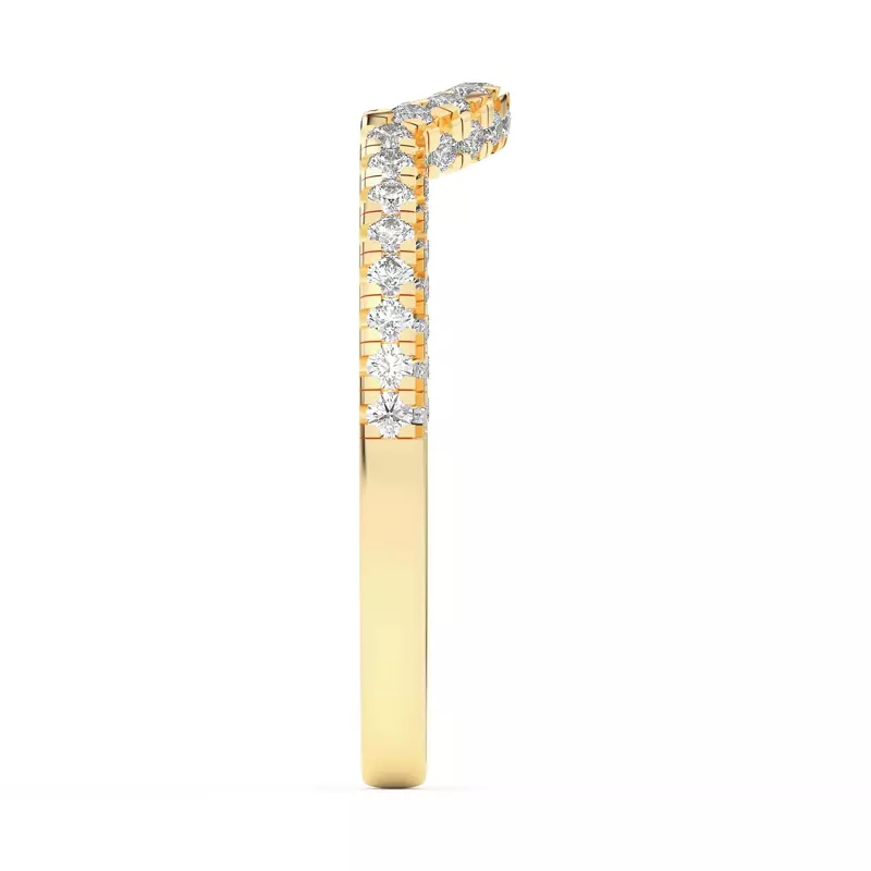 18K Yellow Gold Trio Diamond Curved Band