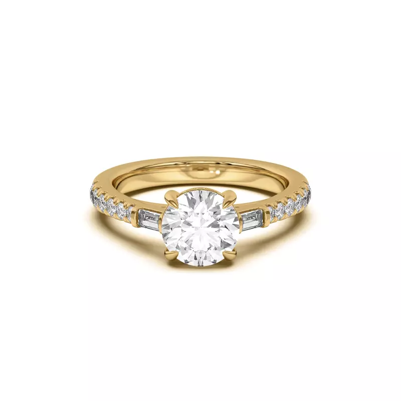Francesca Round And Baguette Cathedral Engagement Ring