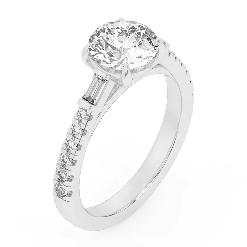 Francesca Round And Baguette Cathedral Engagement Ring