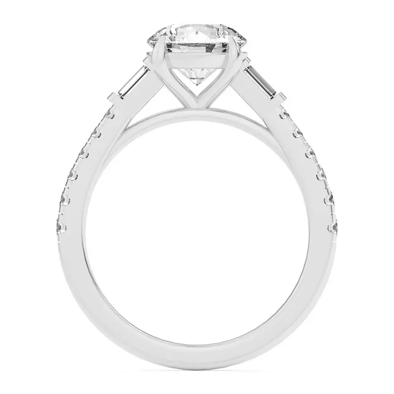 Platinum Francesca Round And Baguette Cathedral Engagement Ring