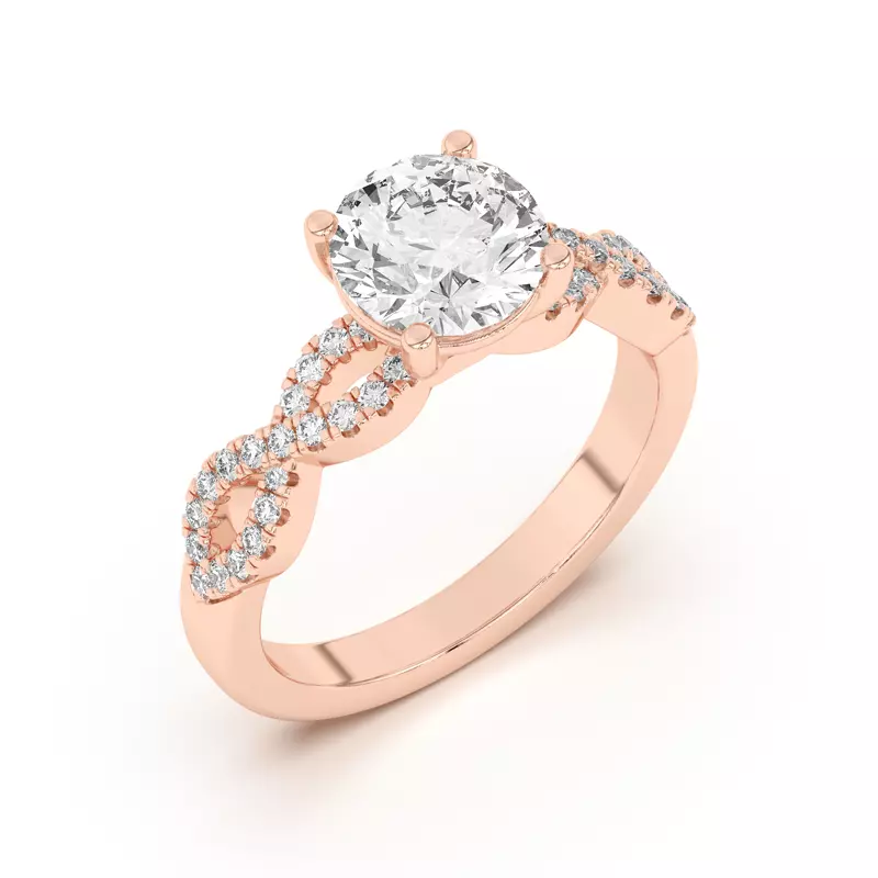 Infinity Diamond Engagement Ring - 14K Rose Gold
