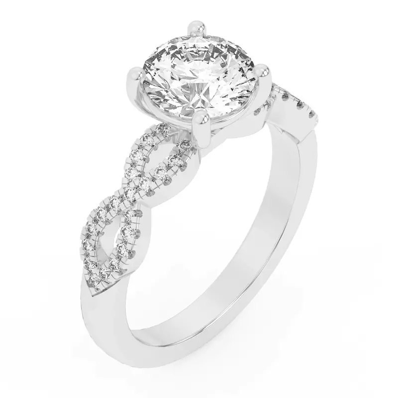 14K White Gold Infinity Diamond Engagement Ring
