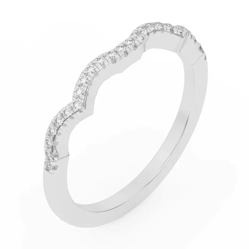 14K White Gold Infinity Curved Diamond Band