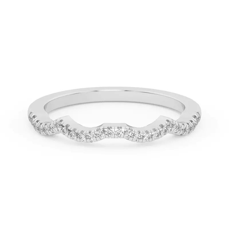 14K White Gold Infinity Curved Diamond Band