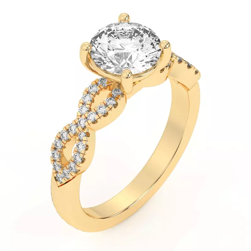 14K Yellow Gold Infinity Diamond Engagement Ring