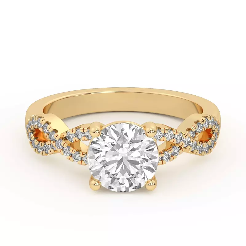 14K Yellow Gold Infinity Diamond Engagement Ring