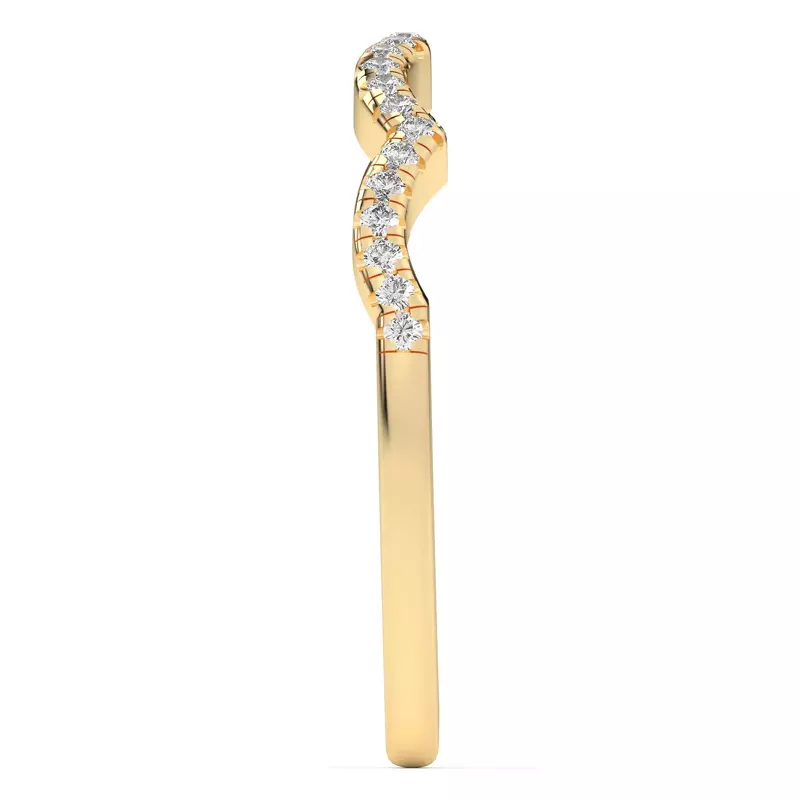 14K Yellow Gold Infinity Curved Diamond Band