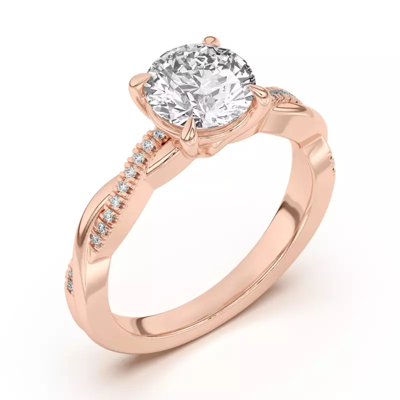 14K Rose Gold Hana Diamond Twist Engagement Ring