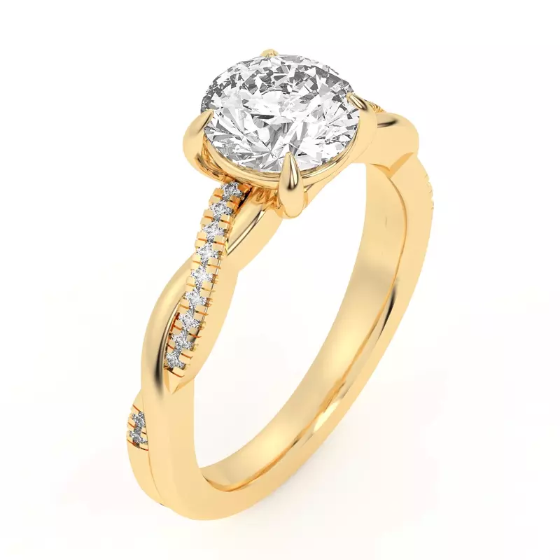 14K Yellow Gold Hana Diamond Twist Engagement Ring