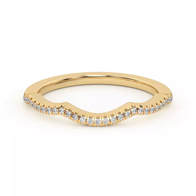 18K Yellow Gold Hana Diamond Curved Band