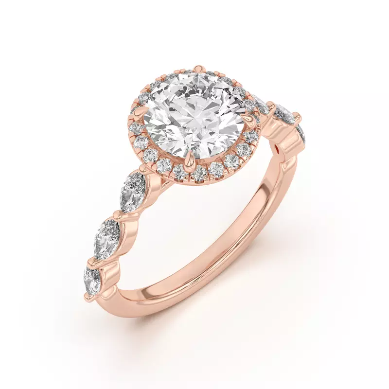 14K Rose Gold Everly Marquise Engagement Ring With Halo 