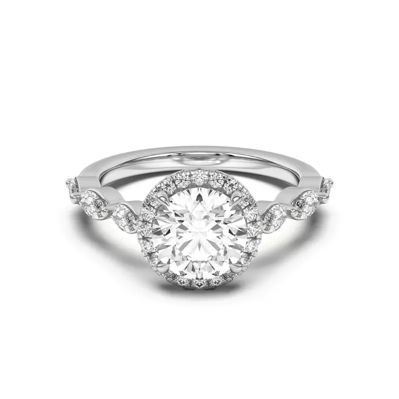 14K White Gold Everly Marquise Engagement Ring With Halo 