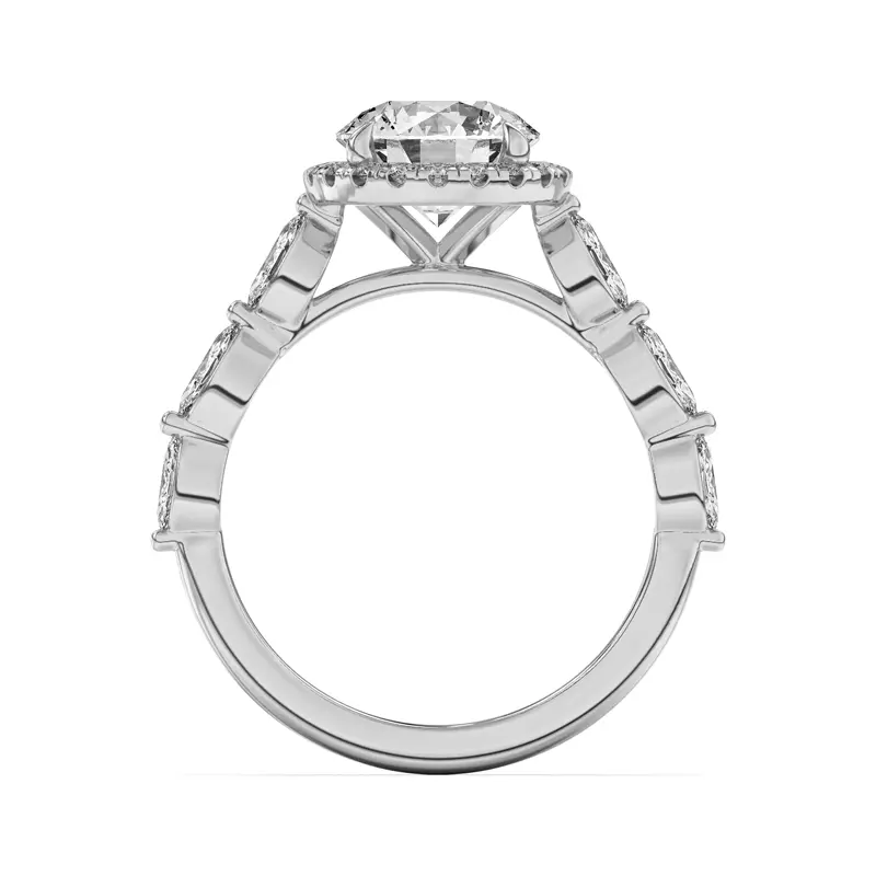 14K White Gold Everly Marquise Engagement Ring With Halo 