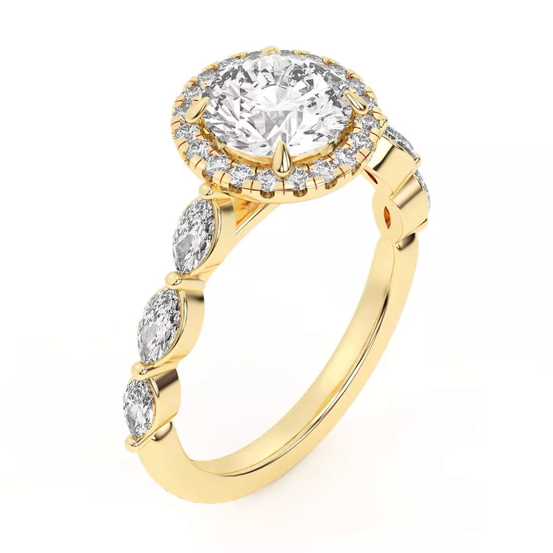 14K Yellow Gold Everly Marquise Engagement Ring With Halo 