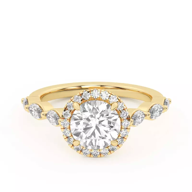 14K Yellow Gold Everly Marquise Engagement Ring With Halo 