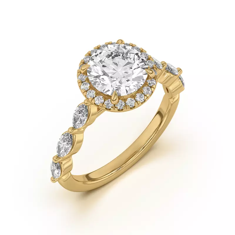14K Yellow Gold Everly Marquise Engagement Ring With Halo 