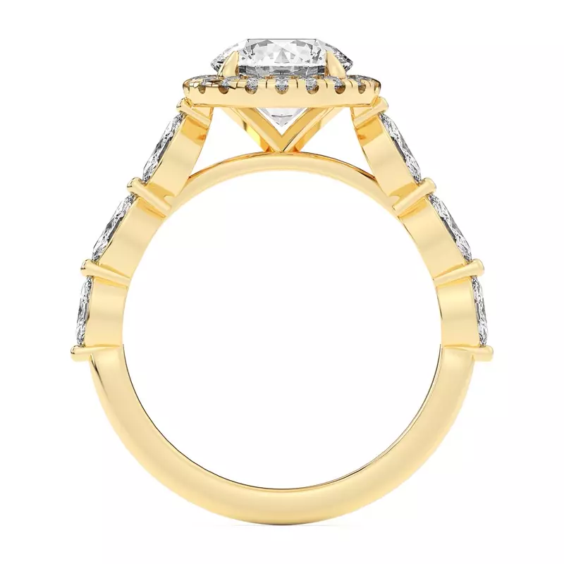 14K Yellow Gold Everly Marquise Engagement Ring With Halo 