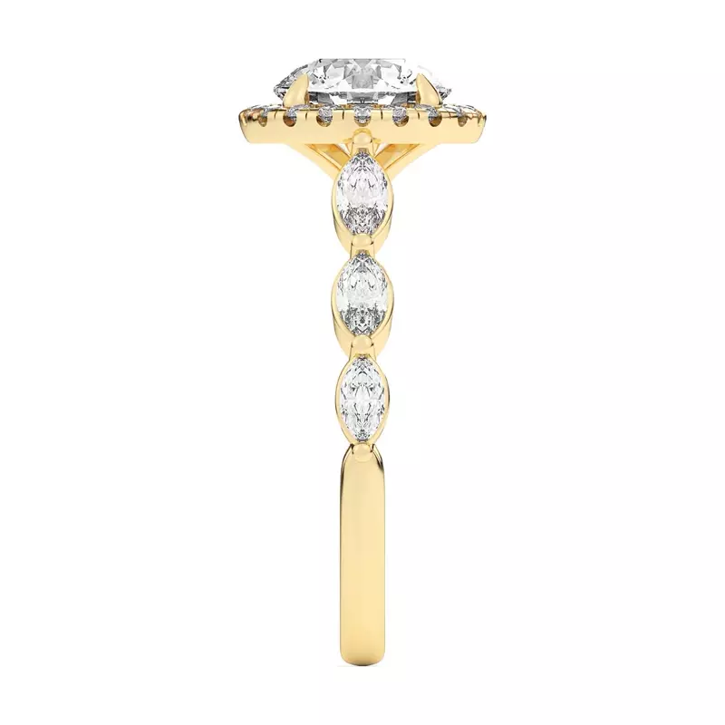 14K Yellow Gold Everly Marquise Engagement Ring With Halo 