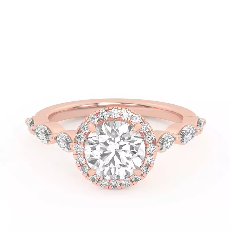 18K Rose Gold Everly Marquise Engagement Ring With Halo 