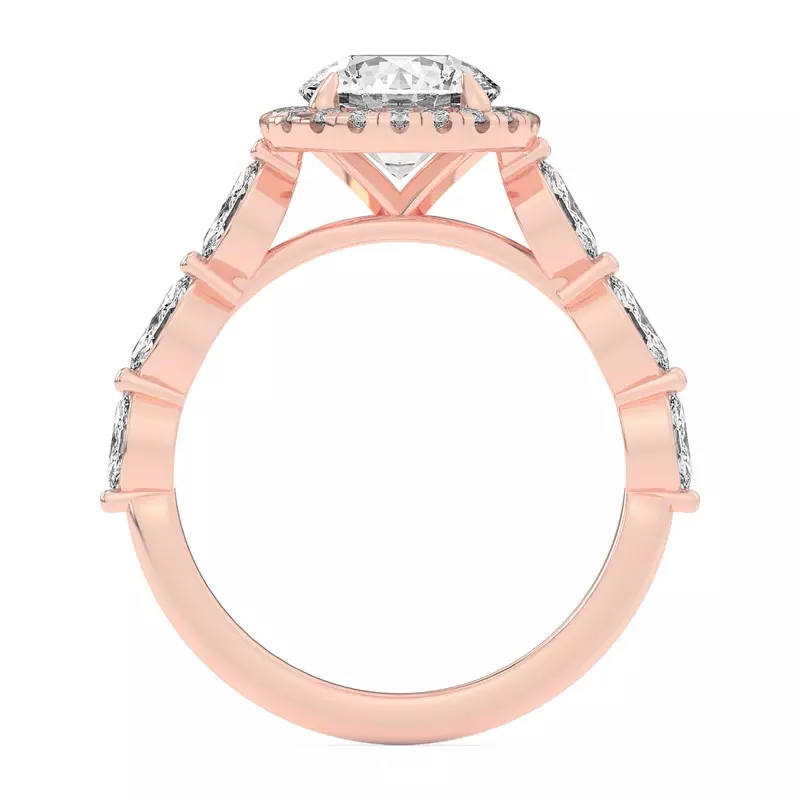 18K Rose Gold Everly Marquise Engagement Ring With Halo 