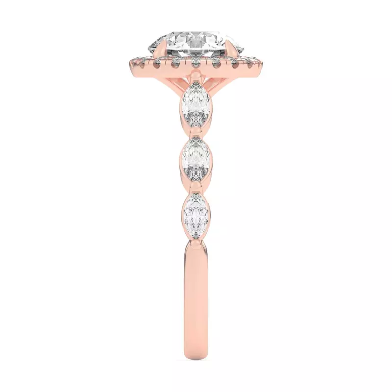 18K Rose Gold Everly Marquise Engagement Ring With Halo 