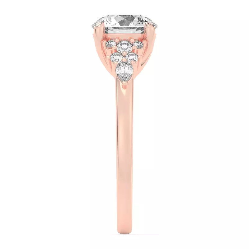 14K Rose Gold Belinda Pear and Round Diamond Cluster Engagement Ring