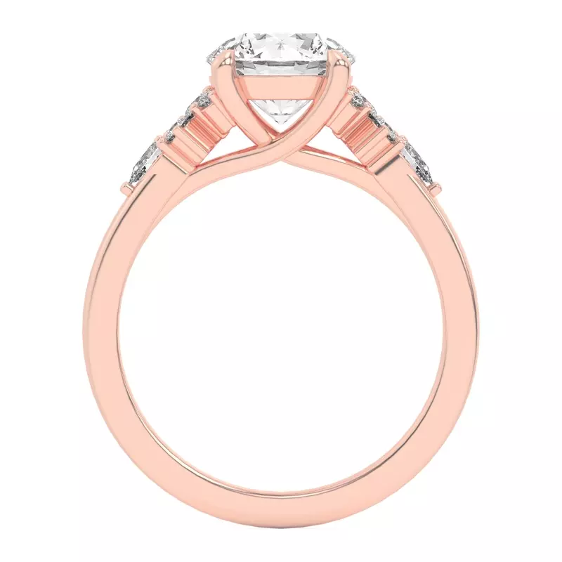 14K Rose Gold Belinda Pear and Round Diamond Cluster Engagement Ring