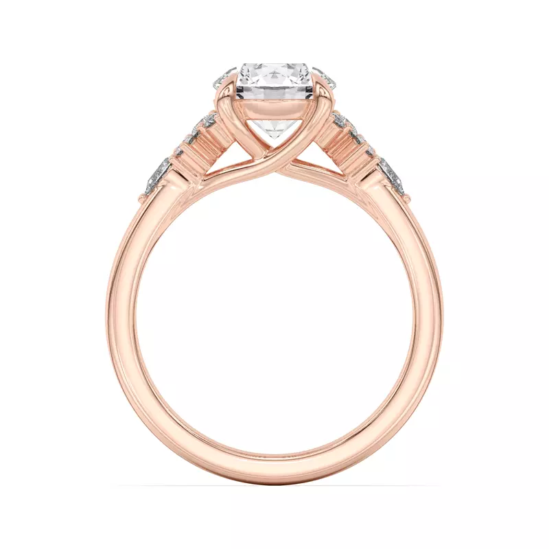 14K Rose Gold Belinda Pear and Round Diamond Cluster Engagement Ring