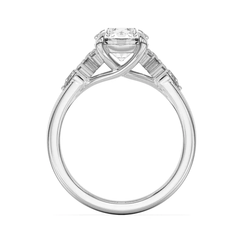 14K White Gold Belinda Pear and Round Diamond Cluster Engagement Ring