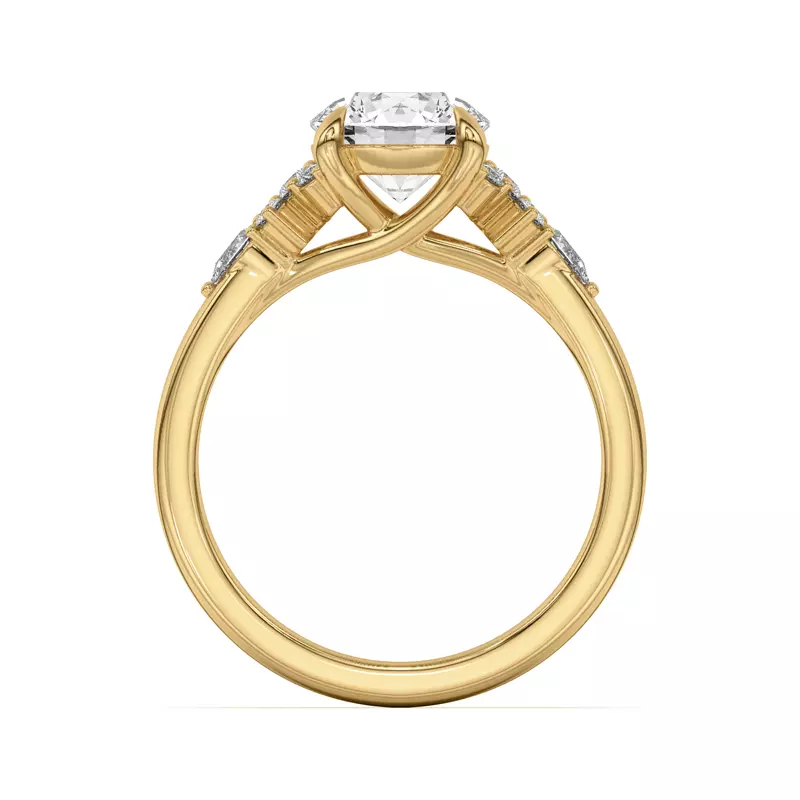 14K Yellow Gold Belinda Pear and Round Diamond Cluster Engagement Ring