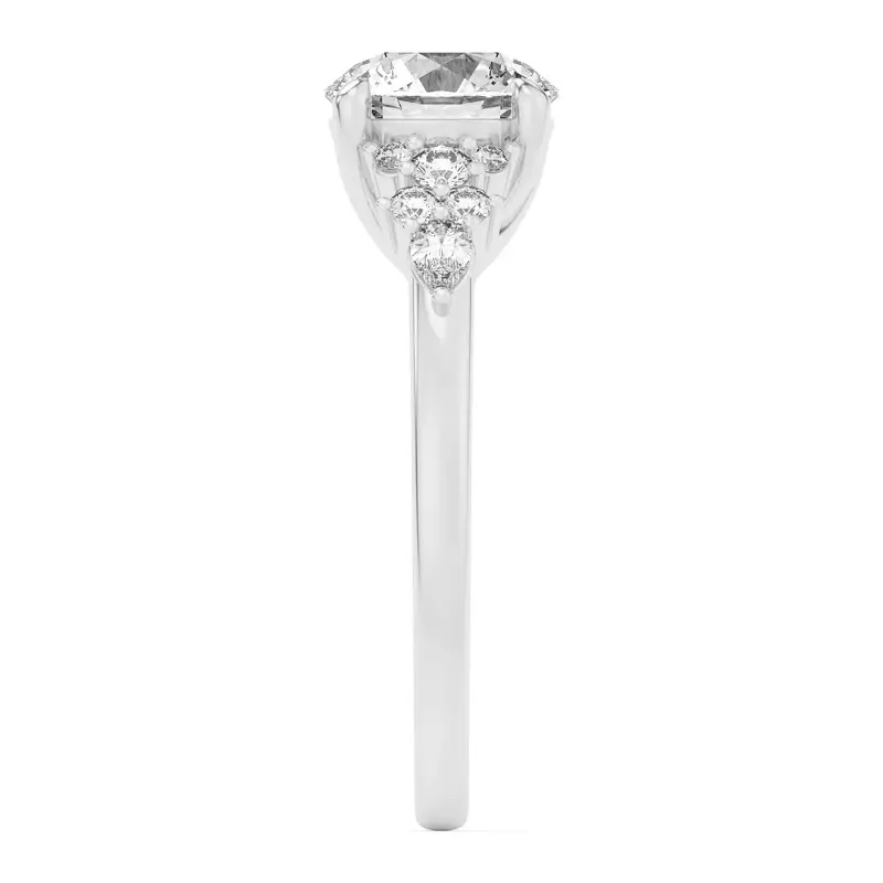 18K White Gold Belinda Pear and Round Diamond Cluster Engagement Ring