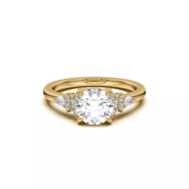 Belinda Pear and Round Diamond Cluster Engagement Ring