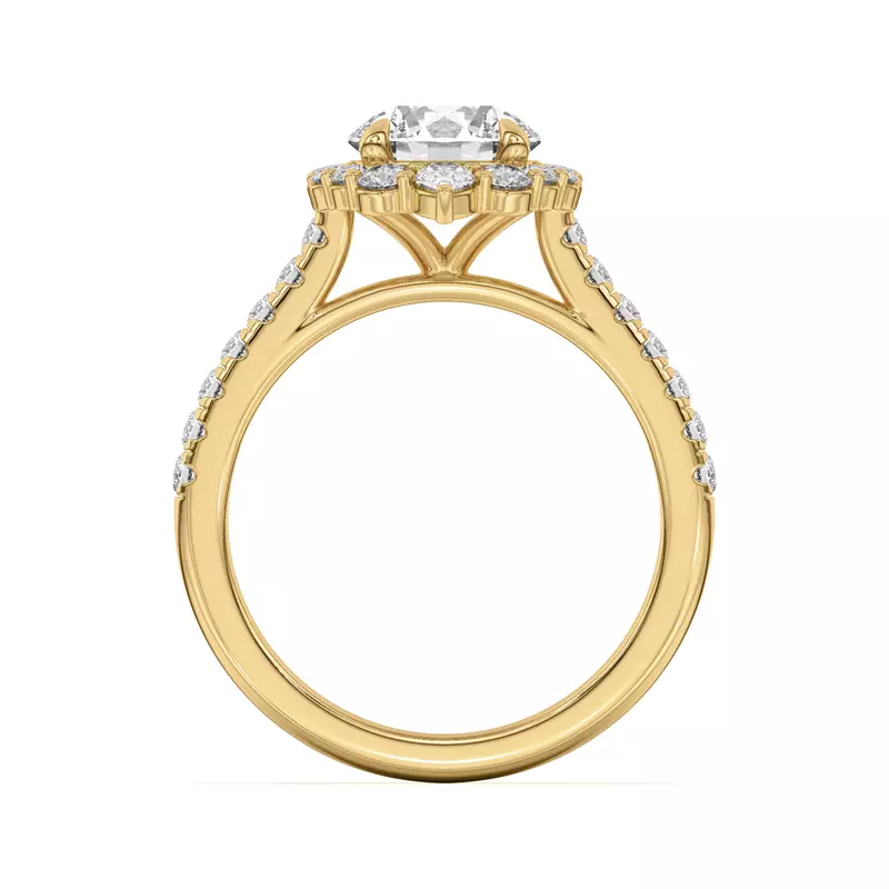14K Yellow Gold Lexa Round and Pear Diamond Halo Engagement Ring