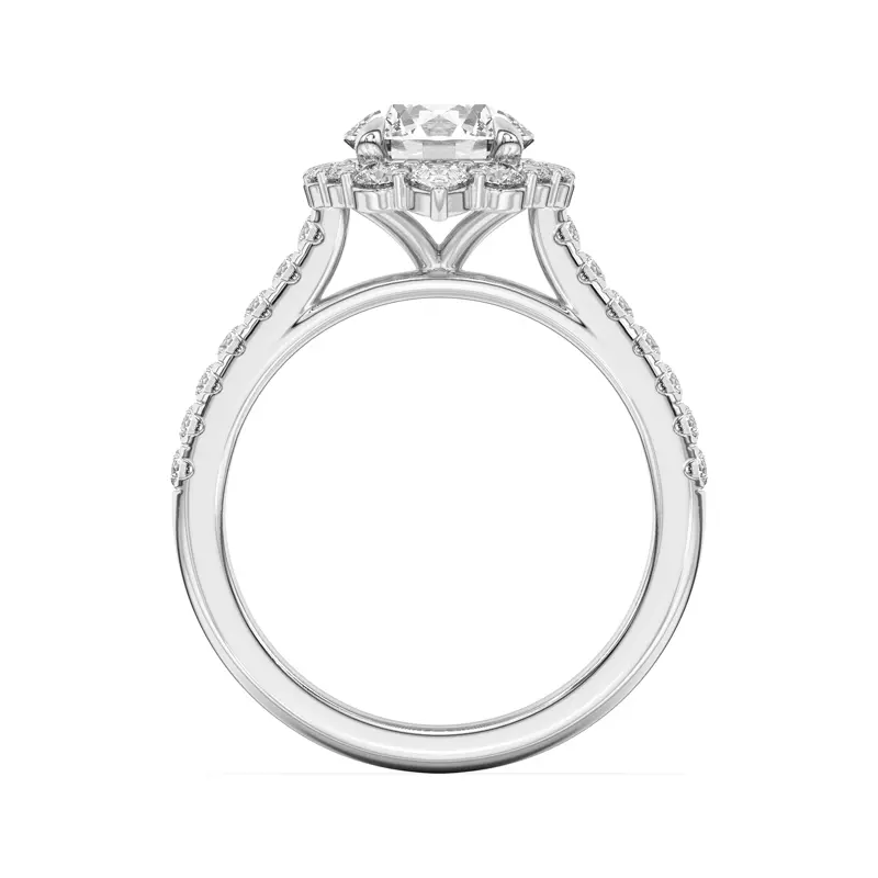 18K White Gold Lexa Round and Pear Diamond Halo Engagement Ring