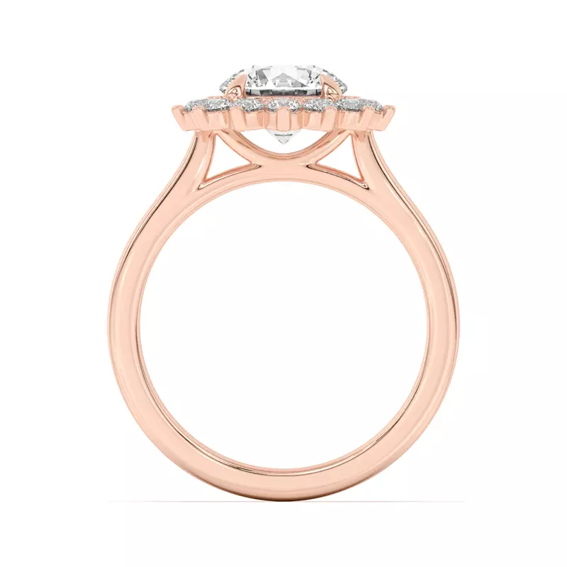 14K Rose Gold Nova Burst Halo Engagement Ring