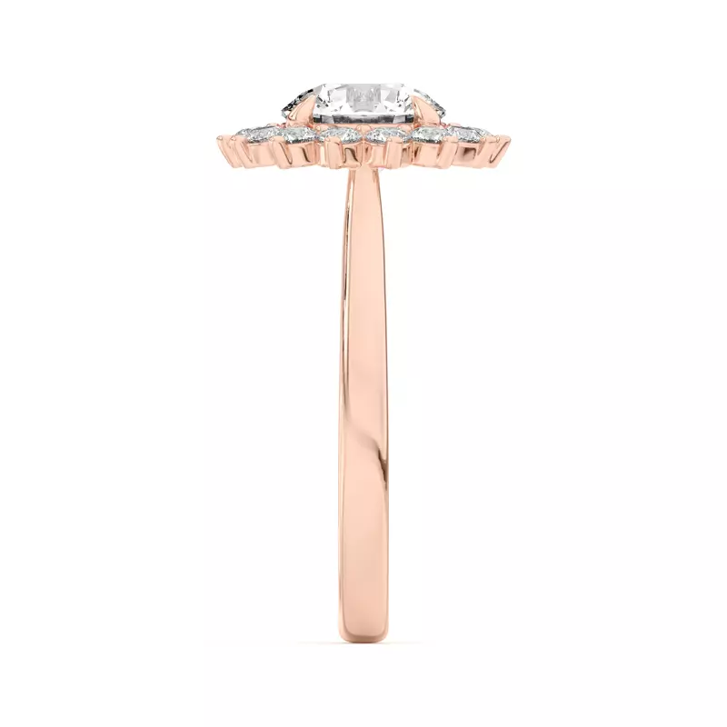 14K Rose Gold Nova Burst Halo Engagement Ring