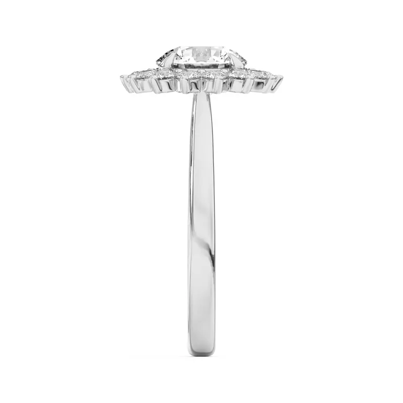 18K White Gold Nova Burst Halo Engagement Ring