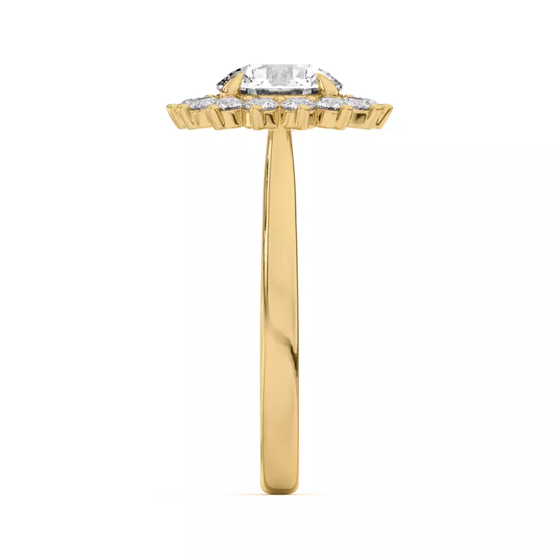 18K Yellow Gold Nova Burst Halo Engagement Ring