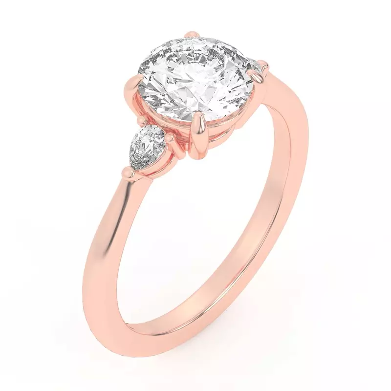 14K Rose Gold Kelsey Pear Diamond Three-Stone Engagement Ring